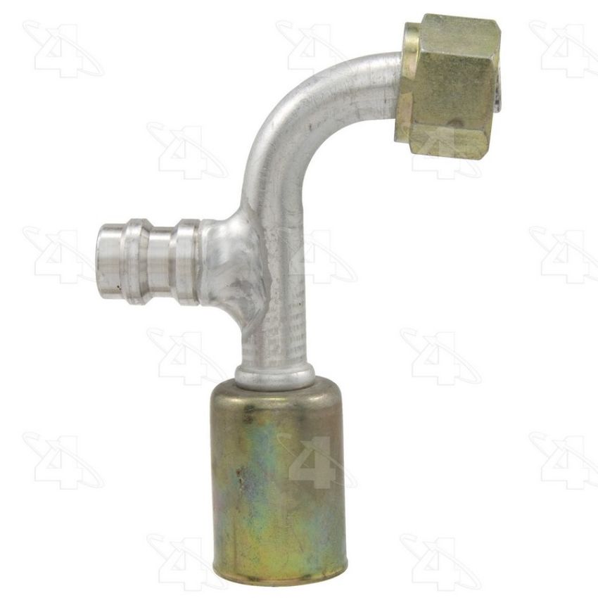 Four Seasons 14938 90 Degree Female O-Ring with R134a Service Port, Aluminum, Standard Diameter Beadlock