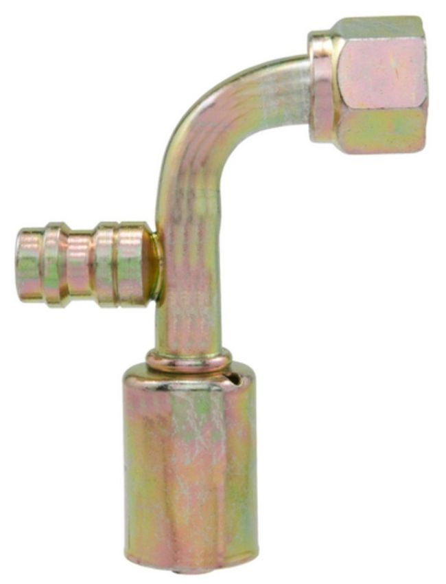 Four Seasons 14958 90 Degree Female O-Ring Long Pilot with R134a Service Port, Steel, Std. Dia. Beadlock