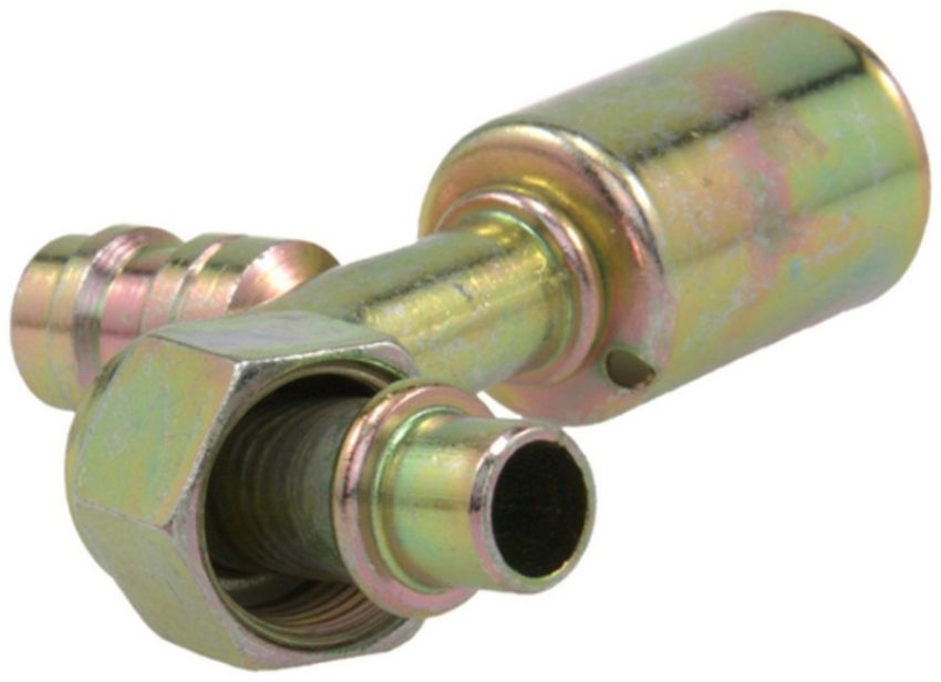 Four Seasons 14958 90 Degree Female O-Ring Long Pilot with R134a Service Port, Steel, Std. Dia. Beadlock