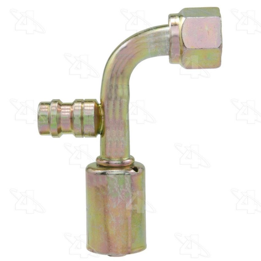 Four Seasons 14958 90 Degree Female O-Ring Long Pilot with R134a Service Port, Steel, Std. Dia. Beadlock