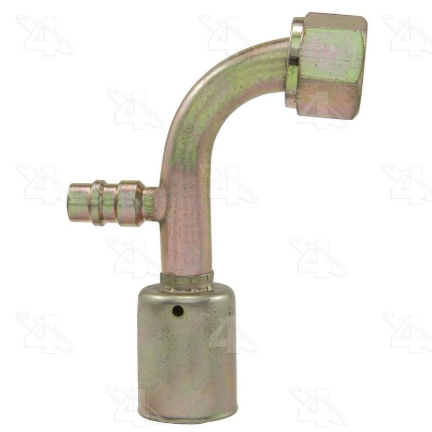 Four Seasons 14960 90 Degree Female O-Ring Long Pilot with R134a Service Port, Steel, Std. Dia. Beadlock