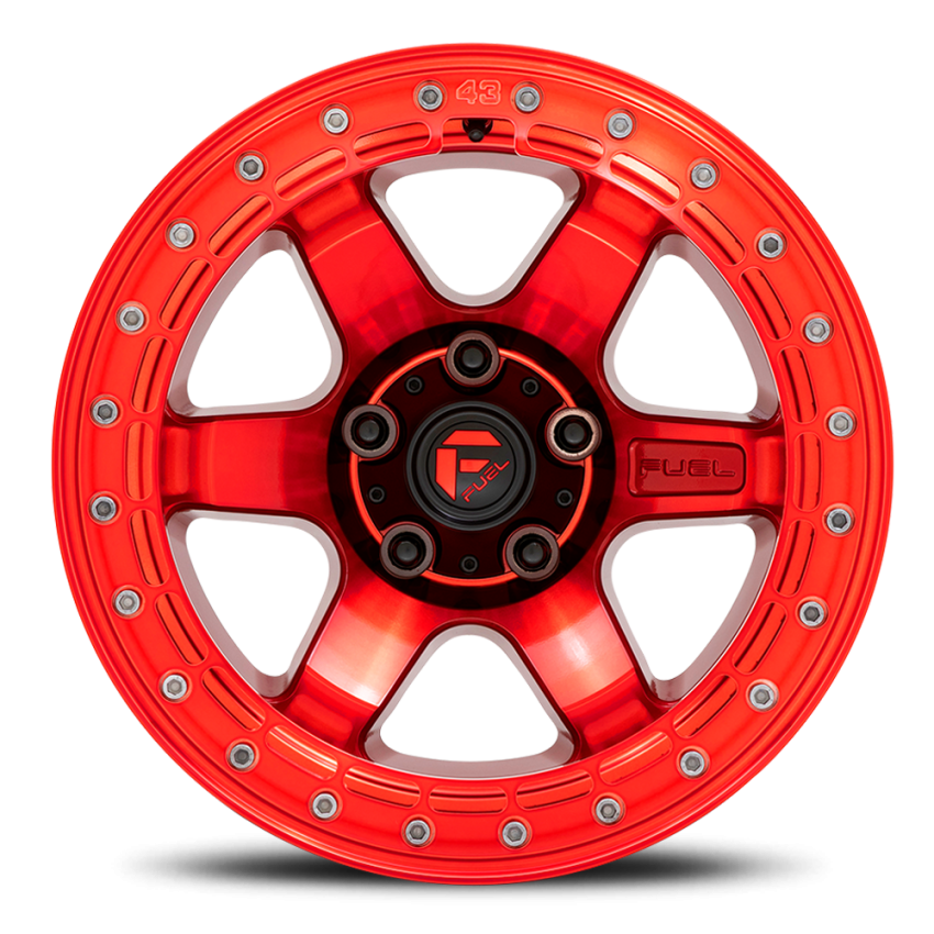 Aluminum Wheels 17X8.5 Block Beadlock D123 6 On 135 Candy Red/Candy Red Ring 87.1 Bore 0 Offset 6 Spoke Fuel Off Road Wheels