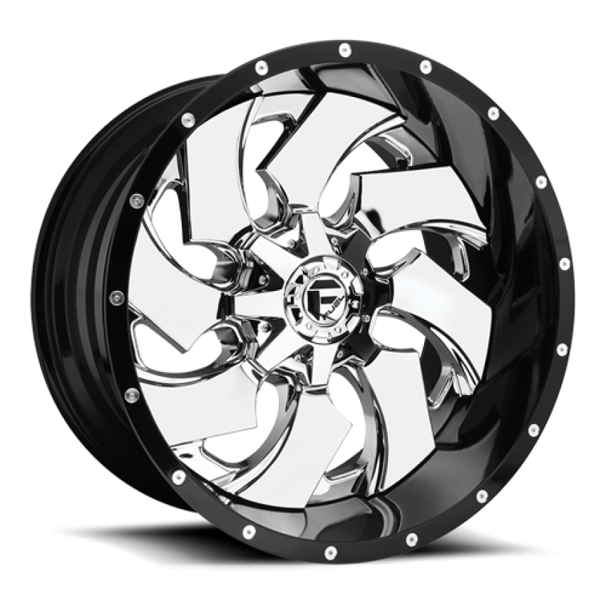 Aluminum Wheels 20X10 Cleaver D240 8 On 165.1 Chrome/Gloss Black Lip 125.1 Bore -19 Offset 8 Spoke Fuel Off Road Wheels