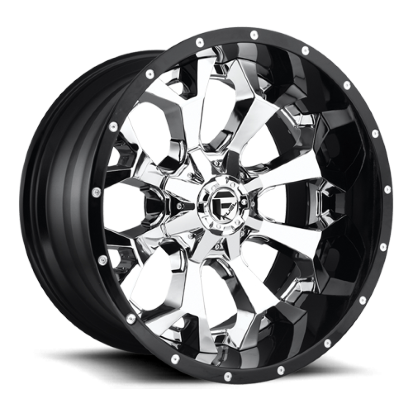 Aluminum Wheels 20X10 Assault D246 8 On 180 Chrome/Gloss Black Lip 124.2 Bore -18 Offset 8 Spoke Fuel Off Road Wheels