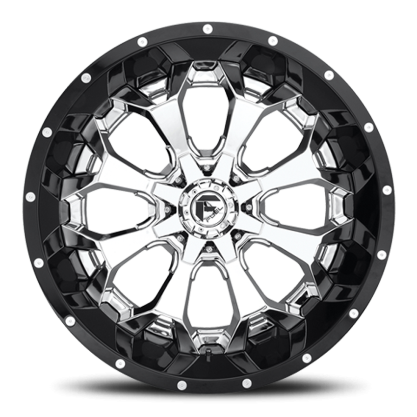 Aluminum Wheels 20X10 Assault D246 8 On 165.1 Chrome/Gloss Black Lip 125.1 Bore -18 Offset 8 Spoke Fuel Off Road Wheels
