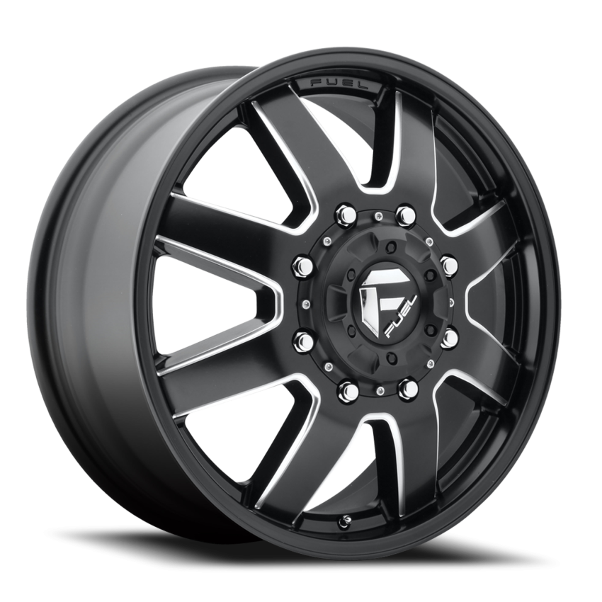 Dually Wheels 20X8.3 Maverick Dually D538 8 On 170 Black Milled 125.1 Bore 122 Offset 7 Spoke Front Dually Fuel Off Road Wheels