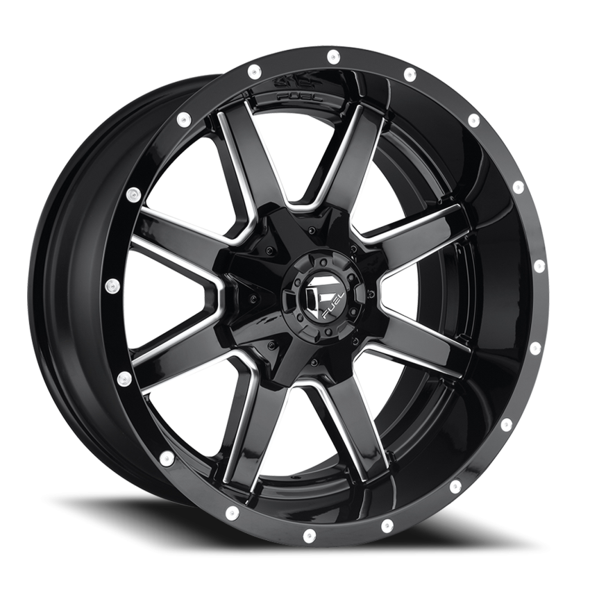 Aluminum Wheels 20X10 Maverick D610 8 On 165.1 Gloss Black Milled 125.2 Bore -18 Offset Fuel Off Road Wheels