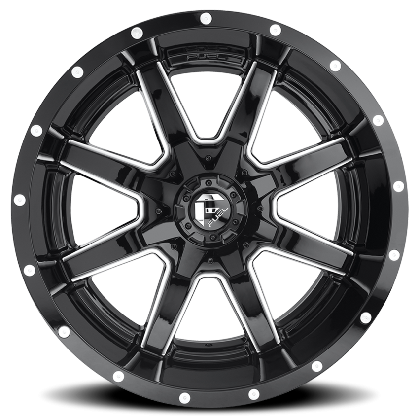 Aluminum Wheels 20X10 Maverick D610 8 On 165.1 Gloss Black Milled 125.2 Bore -18 Offset Fuel Off Road Wheels