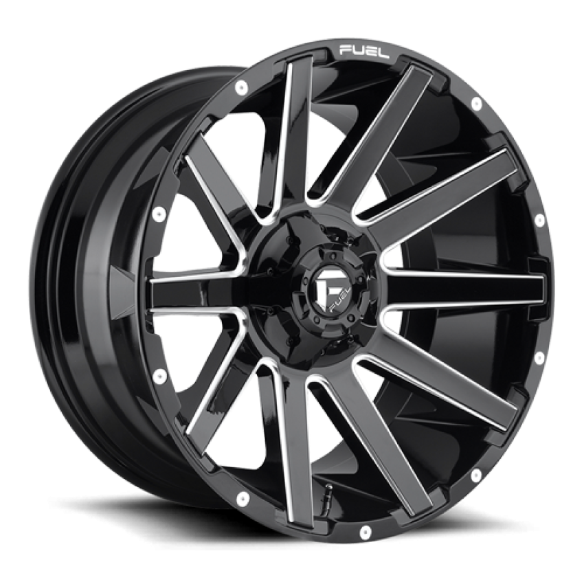 Aluminum Wheels 22X12 Contra D615 8 On 170 Gloss Black Milled 125.1 Bore -44 Offset Multi Spoke Fuel Off Road Wheels