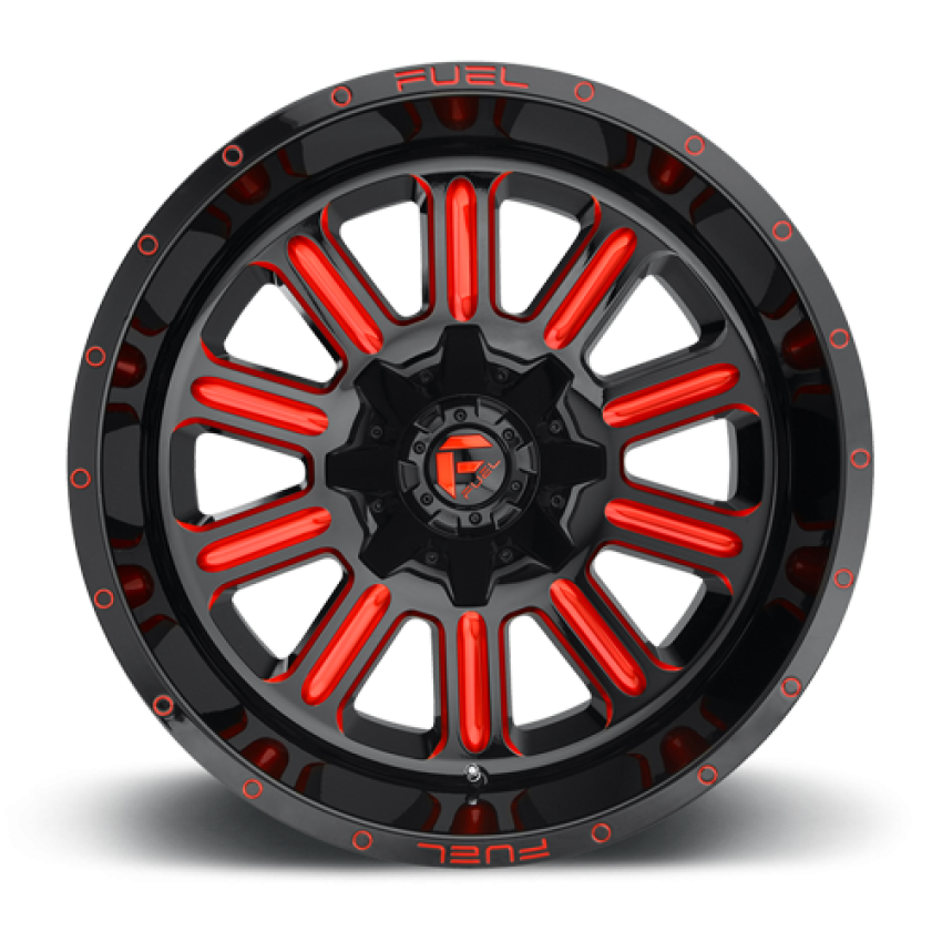 Aluminum Wheels 20X10 Hardline D621 6 On 135/6 On 139.7 Gloss Black/Candy Red 106.1 Bore -19 Offset Fuel Off Road Wheels