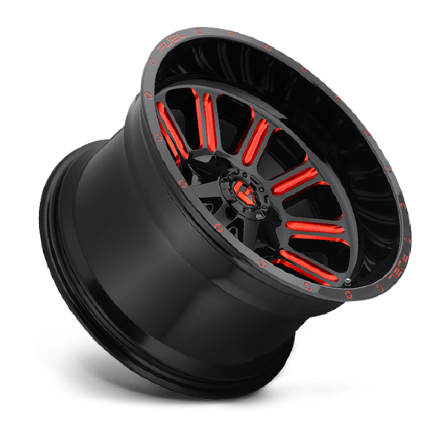 Aluminum Wheels 20X12 Hardline D621 8 On 165.1 Gloss Black/Candy Red 125.2 Bore -44 Offset Fuel Off Road Wheels
