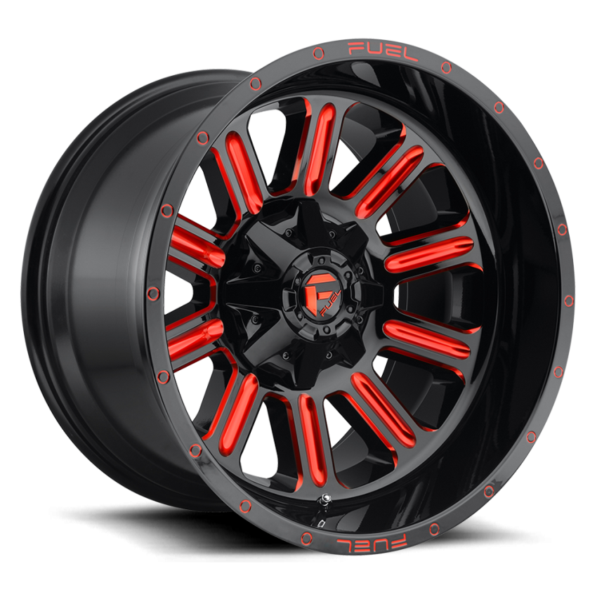 Aluminum Wheels 22X12 Hardline D621 6 On 135/6 On 139.7 Gloss Black/Candy Red 106.1 Bore -45 Offset Fuel Off Road Wheels