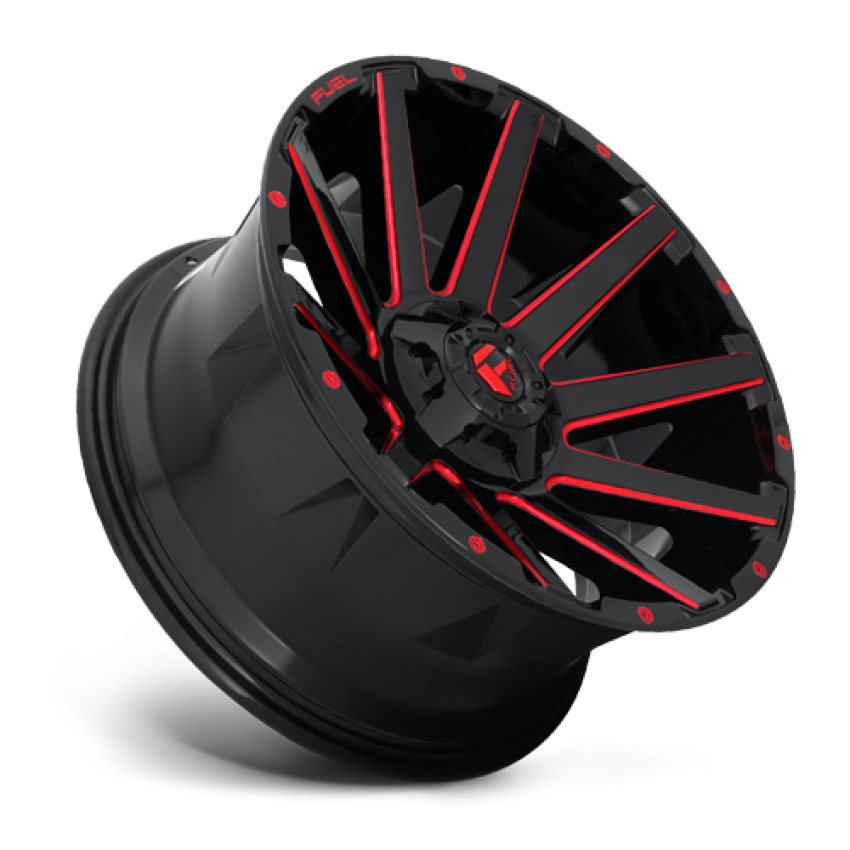 Aluminum Wheels 20X9 Contra D643 5 On 139.7/5 On 150 Gloss Red Milled 110.3 Bore 20 Offset Multi Spoke Fuel Off Road Wheels