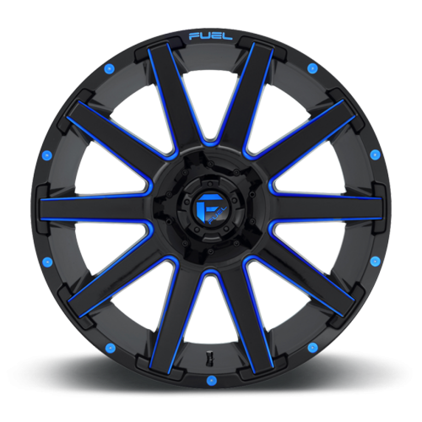 Aluminum Wheels 20X10 Contra D644 6 On 135/6 On 139.7 Gloss Blue Milled 106.1 Bore -19 Offset Multi Spoke Fuel Off Road Wheels