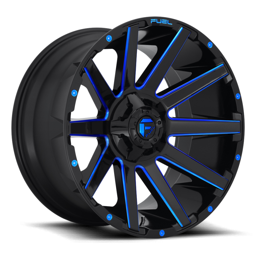 Aluminum Wheels 20X9 Contra D644 5 On 139.7/5 On 150 Gloss Blue Milled 110.3 Bore 20 Offset Multi Spoke Fuel Off Road Wheels