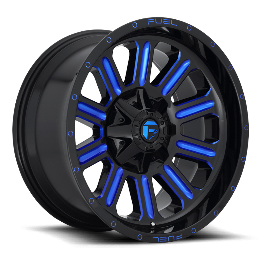 Aluminum Wheels 20X10 Hardline D646 6 On 135/6 On 139.7 Gloss Black/Candy Blue 106.1 Bore -19 Offset Fuel Off Road Wheels
