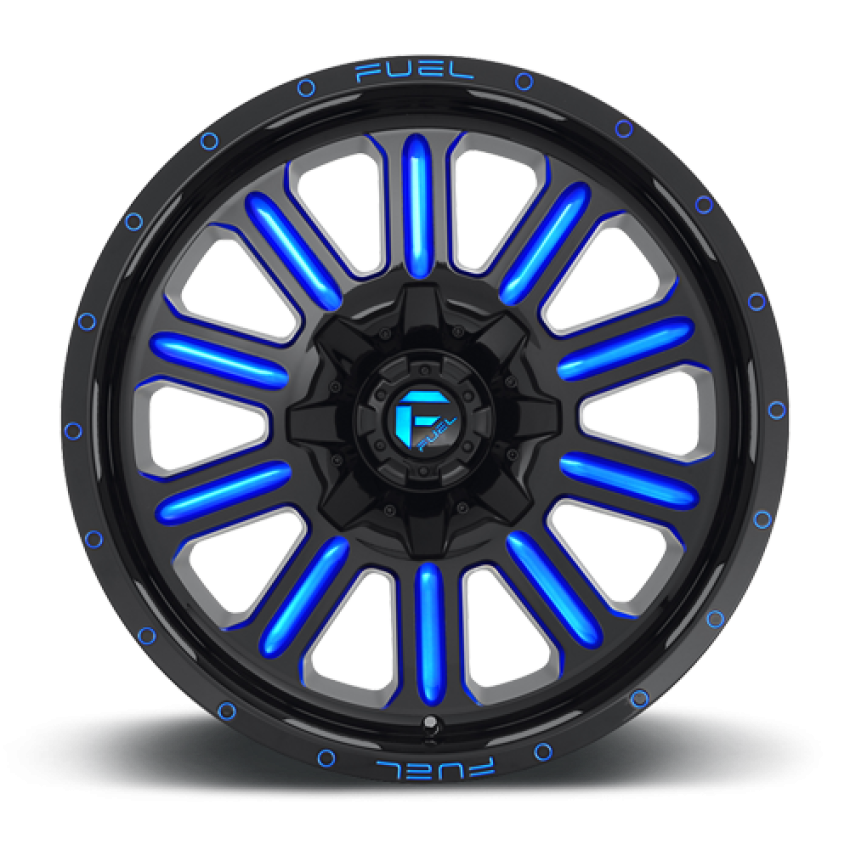 Aluminum Wheels 20X10 Hardline D646 6 On 135/6 On 139.7 Gloss Black/Candy Blue 106.1 Bore -19 Offset Fuel Off Road Wheels