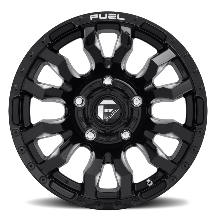 Aluminum Wheels 18X9 Blitz D673 5 On 150 Gloss Black Milled 110.1 Bore 20 Offset Multi Spoke Fuel Off Road Wheels