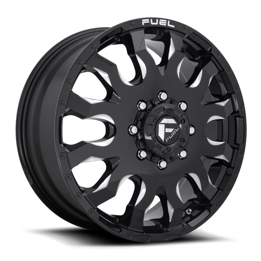 Dually Wheels 20X8.25 Blitz Dually D673 8 On 200 Gloss Black Milled 142 Bore 105 Offset Multi Spoke Front Dually Fuel Off Road Wheels