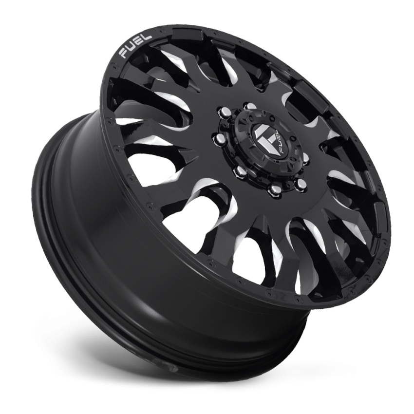 Dually Wheels 20X8.25 Blitz Dually D673 8 On 200 Gloss Black Milled 142 Bore 105 Offset Multi Spoke Front Dually Fuel Off Road Wheels