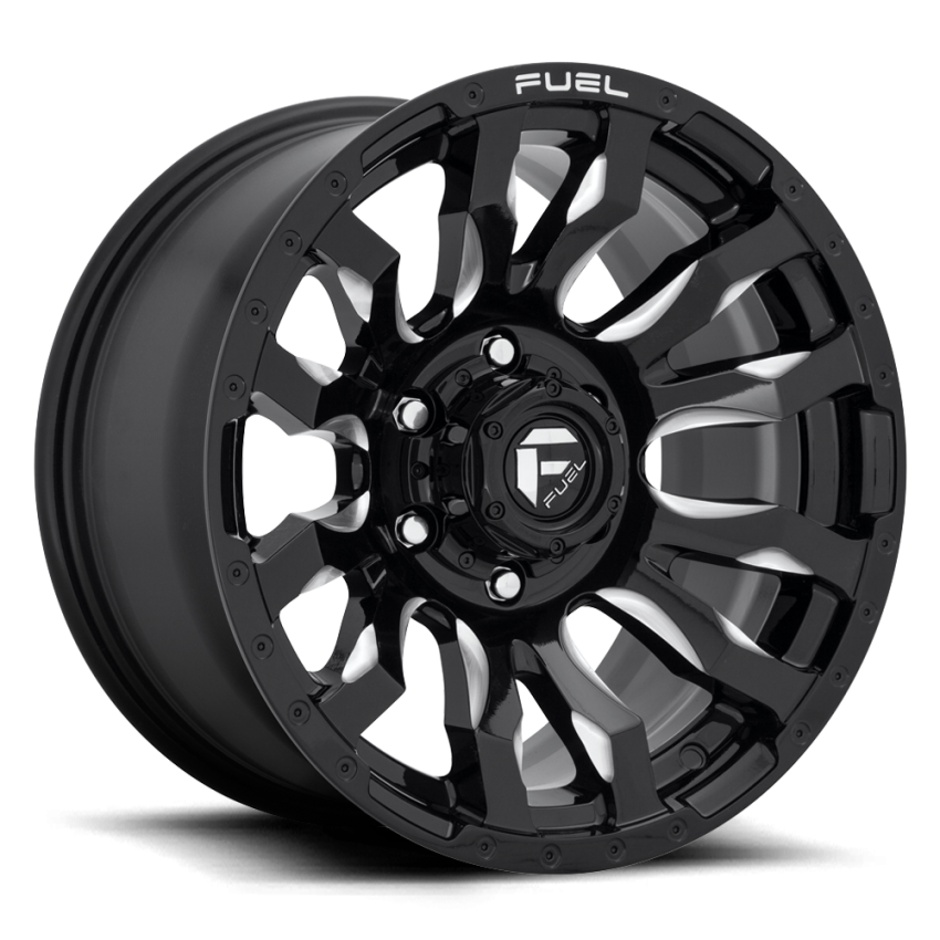 Aluminum Wheels 20X9 Blitz D673 6 On 139.7 Gloss Black Milled 106.1 Bore 20 Offset Multi Spoke 37 Lbs Fuel Off Road Wheels