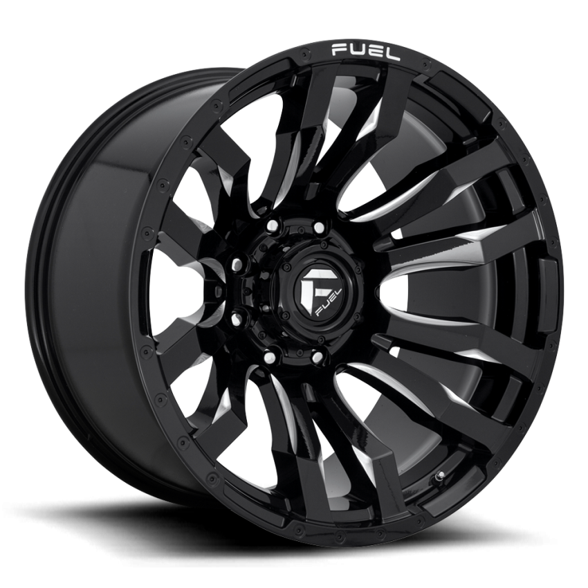 Aluminum Wheels 22X12 Blitz D673 8 On 170 Gloss Black Milled 125.1 Bore -44 Offset Multi Spoke Fuel Off Road Wheels