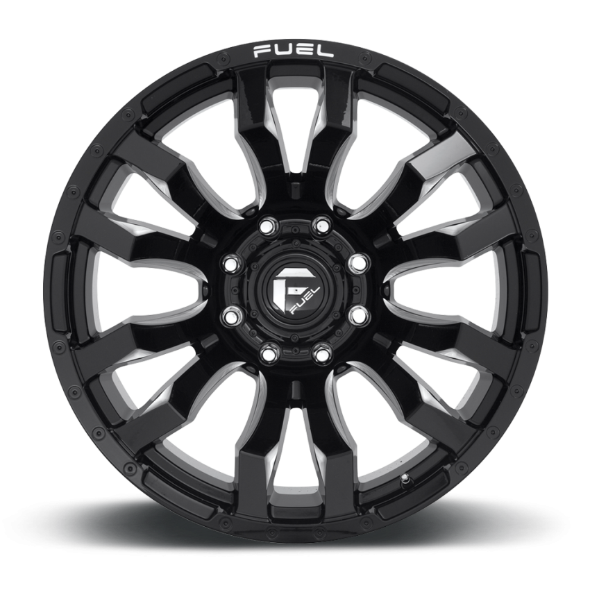 Aluminum Wheels 22X12 Blitz D673 8 On 170 Gloss Black Milled 125.1 Bore -44 Offset Multi Spoke Fuel Off Road Wheels