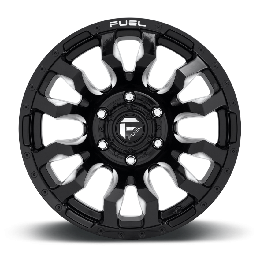 Aluminum Wheels 20X10 Blitz D673 6 On 139.7 Gloss Black Milled 106.1 Bore -18 Offset Multi Spoke Fuel Off Road Wheels