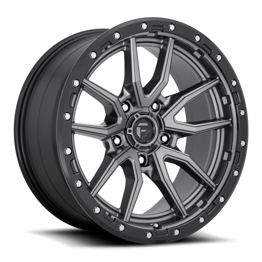 Aluminum Wheels 20X10 Rebel D680 5 On 127 Matte Gunmetal Gray Black Bead Ring 75.3 Bore -18 Offset Fuel Off Road Wheels