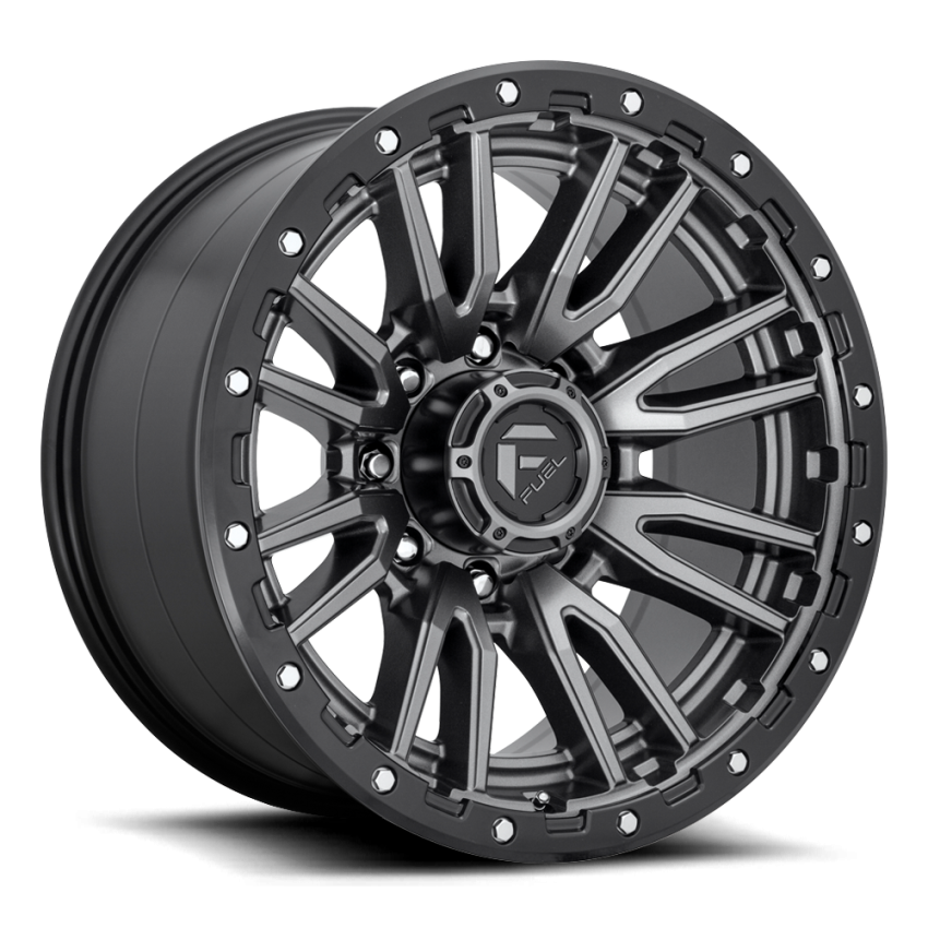 Aluminum Wheels 20X10 Rebel D680 8 On 165.1 Matte Gunmetal Gray Black Bead Ring 125.2 Bore -18 Offset Fuel Off Road Wheels