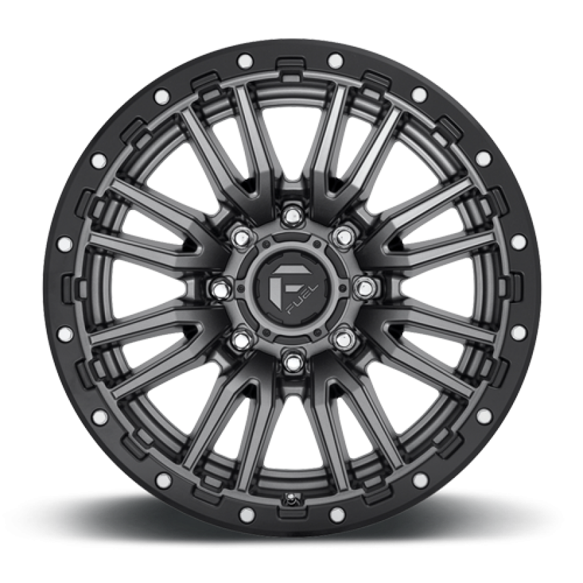 Aluminum Wheels 20X10 Rebel D680 8 On 165.1 Matte Gunmetal Gray Black Bead Ring 125.2 Bore -18 Offset Fuel Off Road Wheels