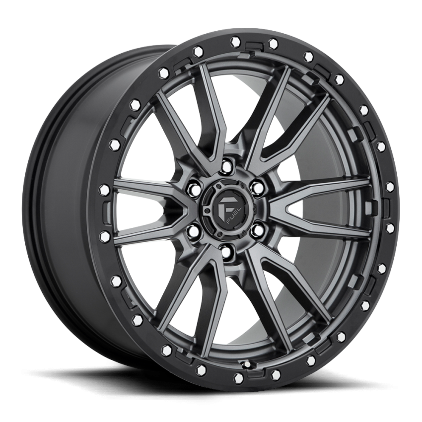 Aluminum Wheels 20X10 Rebel D680 6 On 135 Matte Gunmetal Gray Black Bead Ring 87.1 Bore -18 Offset Fuel Off Road Wheels