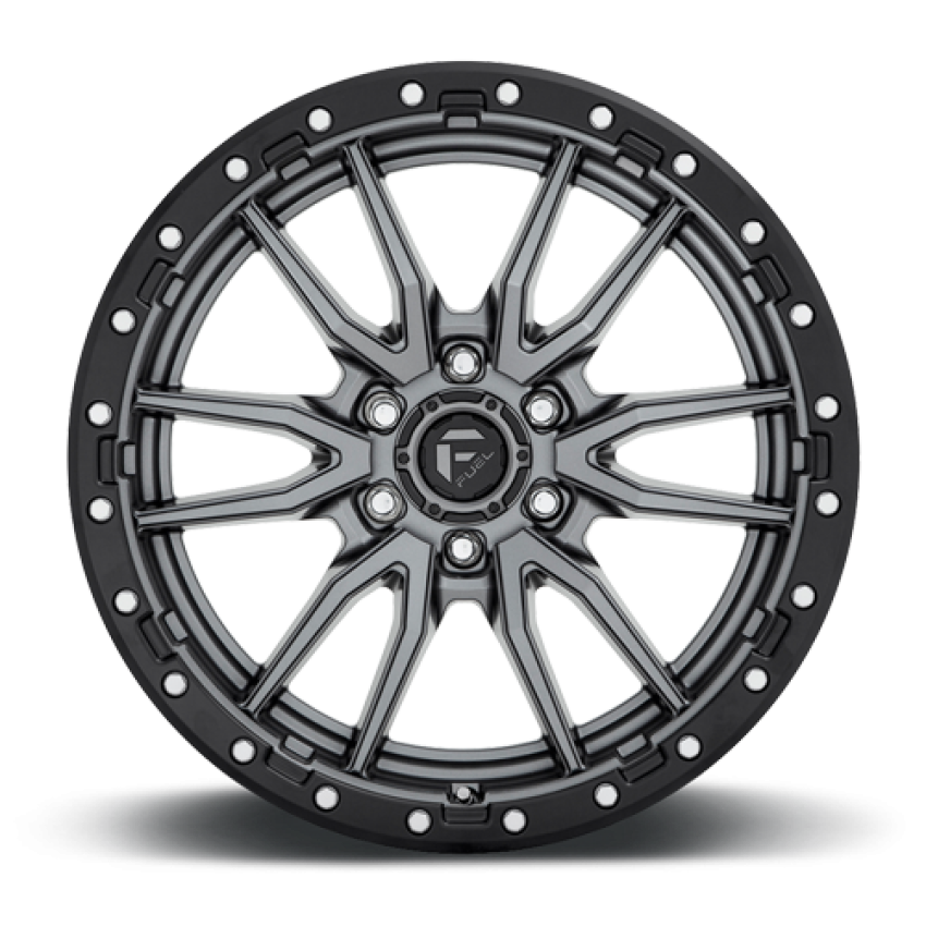 Aluminum Wheels 20X10 Rebel D680 6 On 135 Matte Gunmetal Gray Black Bead Ring 87.1 Bore -18 Offset Fuel Off Road Wheels