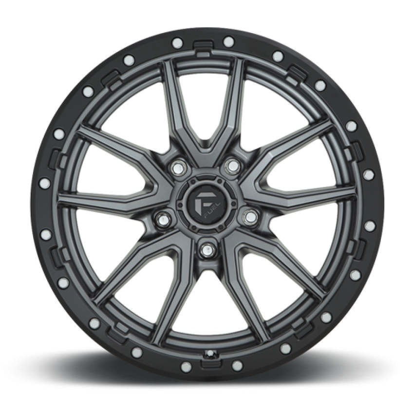 Aluminum Wheels 20X10 Rebel D680 5 On 139.7 Matte Gunmetal Gray Black Bead Ring 78.1 Bore -18 Offset Fuel Off Road Wheels