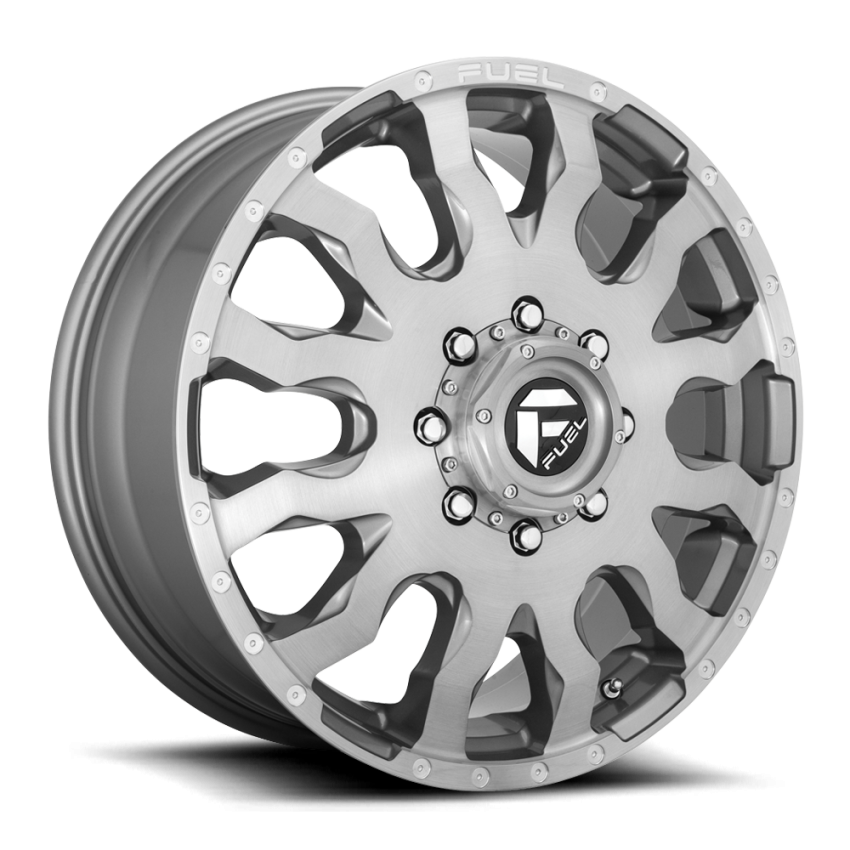 Dually Wheels 20X8.25 Blitz Dually D693 8 On 210 Brushed Gunmetal Gray Tinted Clear 154.3 Bore 105 Offset Multi Spoke Front Dually Fuel Off Road Wheels