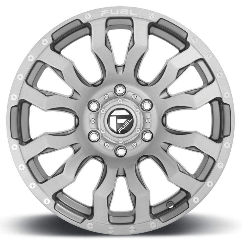 Aluminum Wheels 22X12 Blitz D693 8 On 170 Brushed Gunmetal Gray Tinted Clear 125.1 Bore -44 Offset Multi Spoke Fuel Off Road Wheels