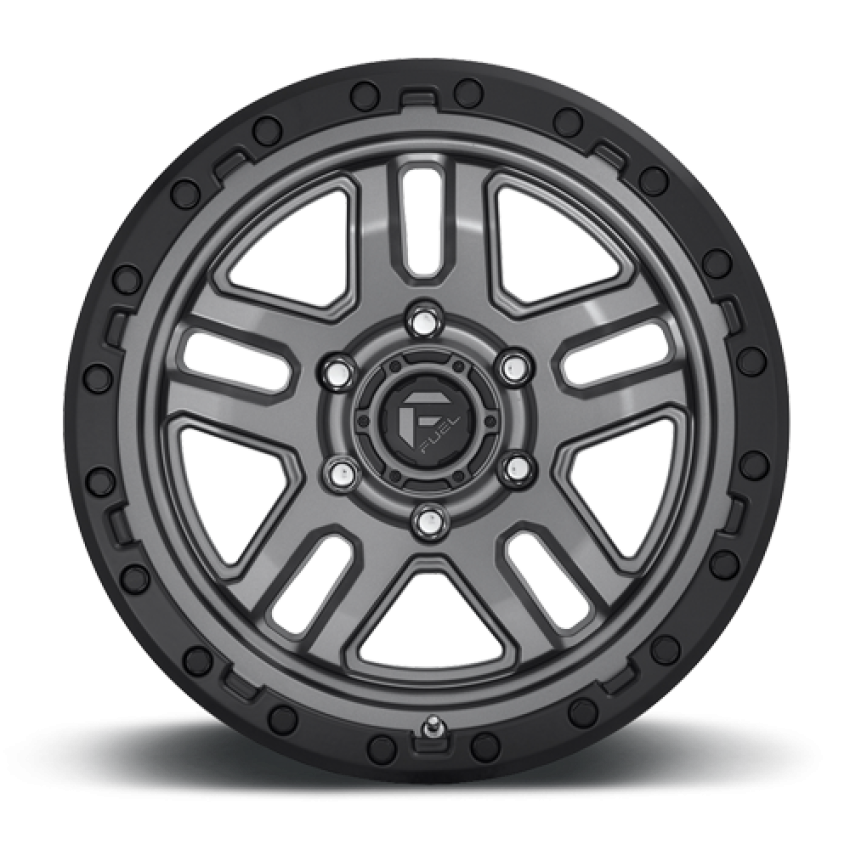 Aluminum Wheels 18X9 AMMO D701 6 On 135 Matte Gunmetal Gray W/Black Bead Ring 87.1 Bore -12 Offset 5 Spoke Fuel Off Road Wheels