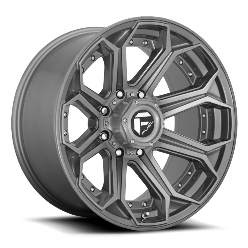 Aluminum Wheels 22X12 Siege D705 8 On 170 Brushed Gunmetal Gray Tinted Clear 125.1 Bore -44 Offset Fuel Off Road Wheels