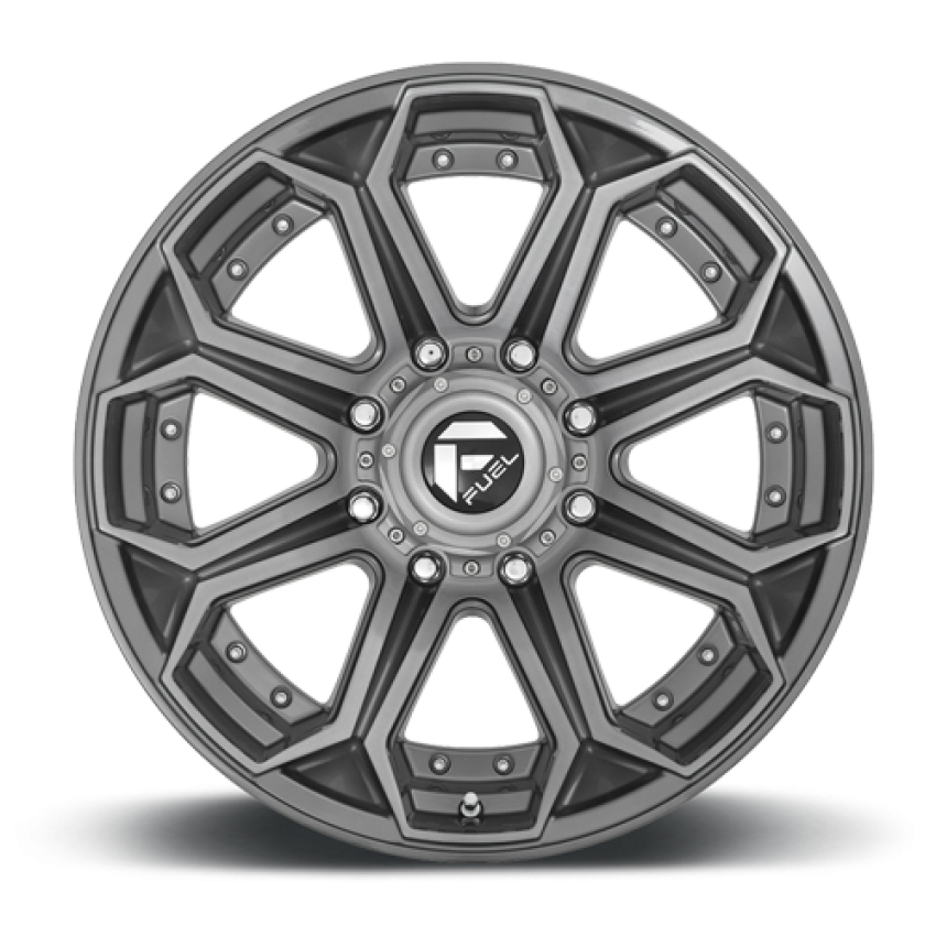 Aluminum Wheels 22X12 Siege D705 8 On 180 Brushed Gunmetal Gray Tinted Clear 124.3 Bore -44 Offset Fuel Off Road Wheels