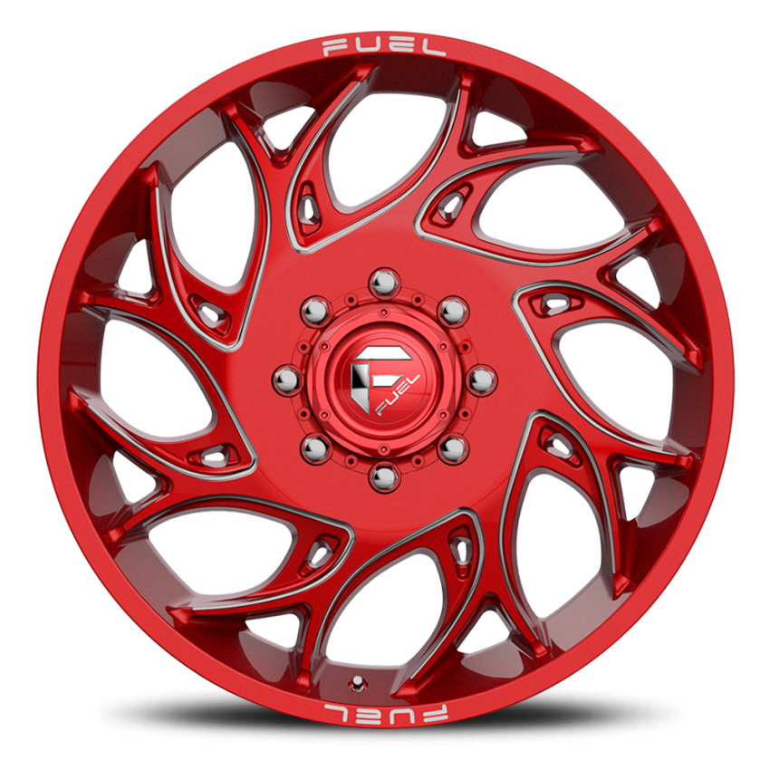 Dually Wheels 22X8.25 Runner Dually D742 8 On 165.1 Candy Red Milled 121.6 Bore 105 Offset 8 Spoke Front Dually Fuel Off Road Wheels