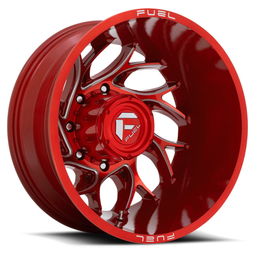 Dually Wheels 22X8.25 Runner Dually D742 8 On 200 Candy Red Milled 142.2 Bore -227 Offset 8 Spoke Outer Dually Fuel Off Road Wheels