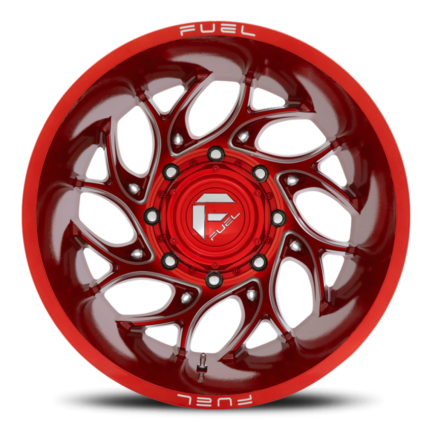 Dually Wheels 22X8.25 Runner Dually D742 8 On 210 Candy Red Milled 154.3 Bore -220 Offset 8 Spoke Outer Dually Fuel Off Road Wheels
