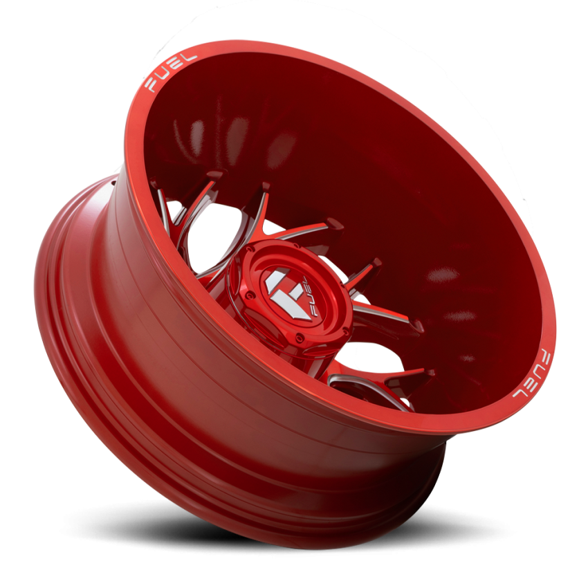 Dually Wheels 22X8.25 Runner Dually D742 8 On 210 Candy Red Milled 154.3 Bore -246 Offset 8 Spoke Outer Dually Fuel Off Road Wheels
