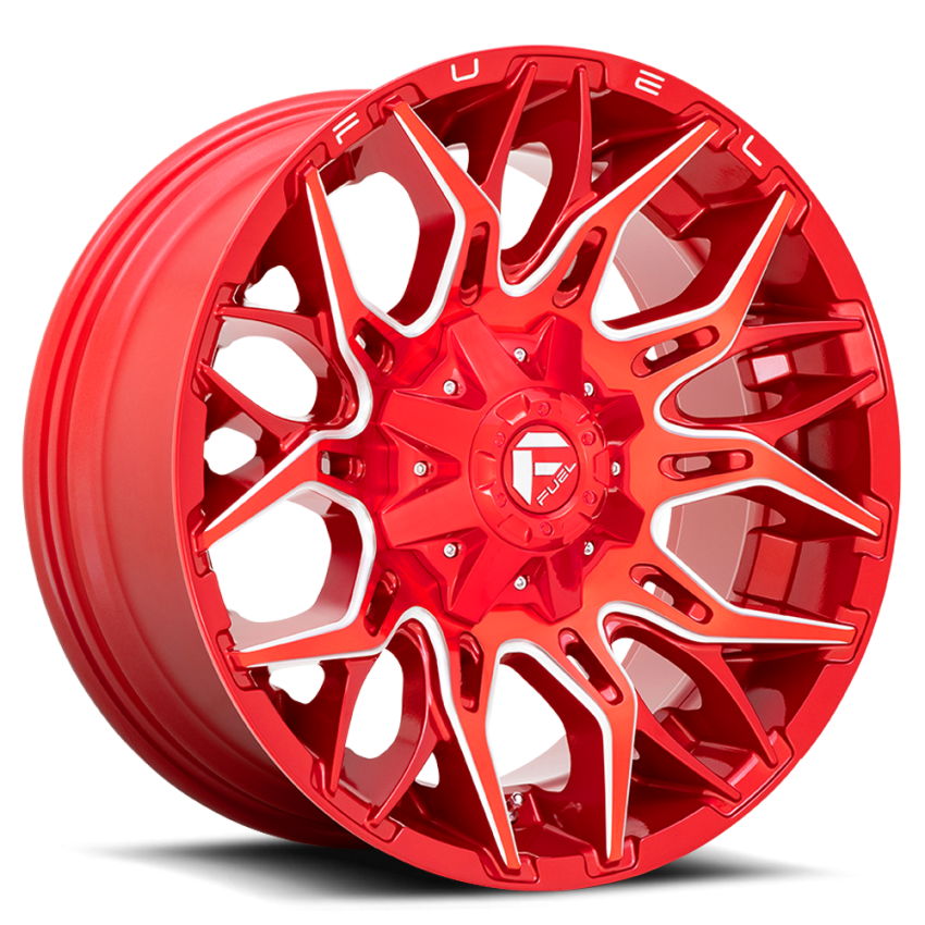 Aluminum Wheels 20X9 Twitch D771 8 On 180 Candy Red Milled 124.3 Bore 1 Offset Fuel Off Road Wheels