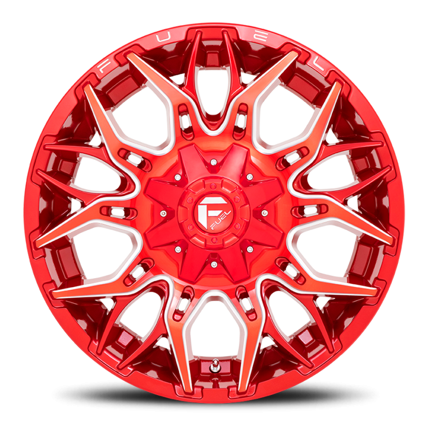 Aluminum Wheels 22X12 Twitch D771 8 On 170 Candy Red Milled 125.1 Bore -44 Offset Fuel Off Road Wheels