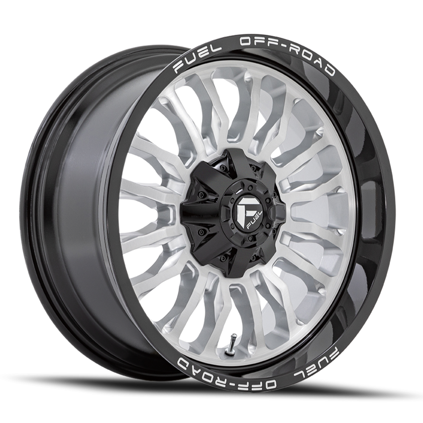 Aluminum Wheels 22X12 Arc D798 8 On 170 Silver/Brushed Face-Milled Black Lip 125.1 Bore -44 Offset Fuel Off Road Wheels