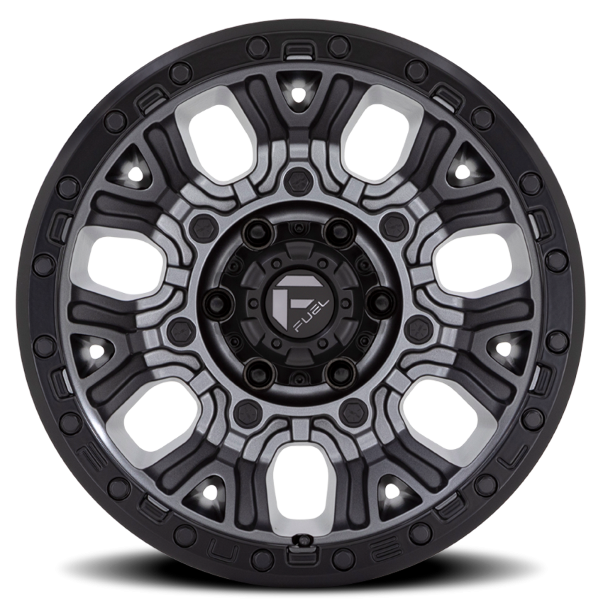 Aluminum Wheels 20X10 Traction D825 8 On 165.1 Gunmetal Gray/Black Ring 125.1 Bore -18 Offset Fuel Off Road Wheels