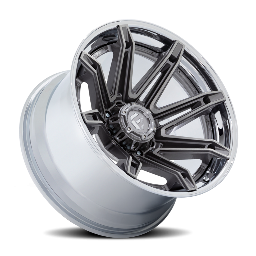 Aluminum Wheels 20X10 Brawl FC401AP 6 On 139.7 Platinum Silver Chrome Lip 106.1 Bore -18 Offset Fuel Off Road Wheels