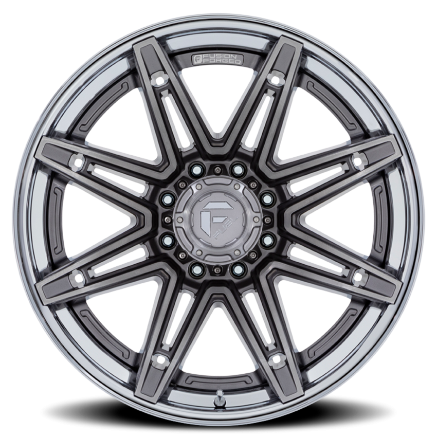 Aluminum Wheels 22X10 Brawl FC401AP 6 On 139.7 Platinum Silver Chrome Lip 106.1 Bore -18 Offset Fuel Off Road Wheels