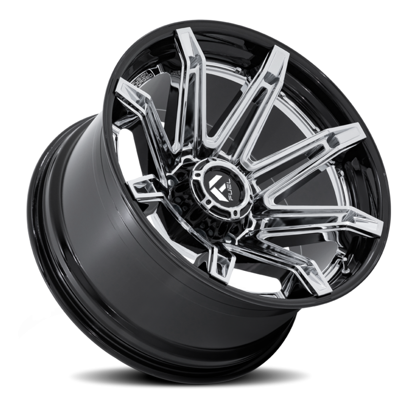 Aluminum Wheels 20X10 Brawl FC401PB 6 On 139.7 Chrome/Gloss Black Lip 106.1 Bore -18 Offset Fuel Off Road Wheels